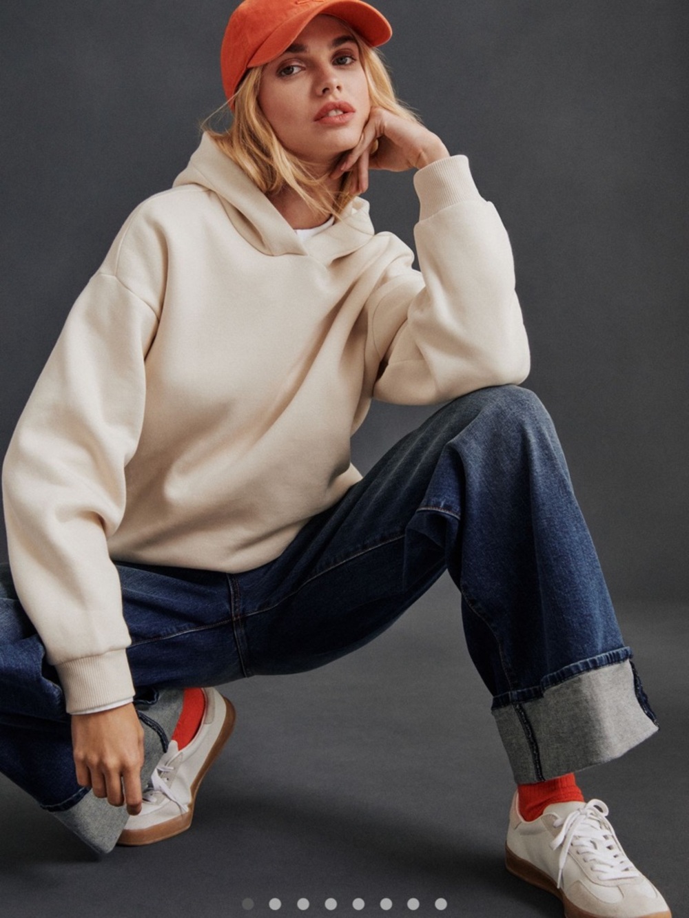 Anthropologie Lio Hooded Pullover Sweatshirt in Cream